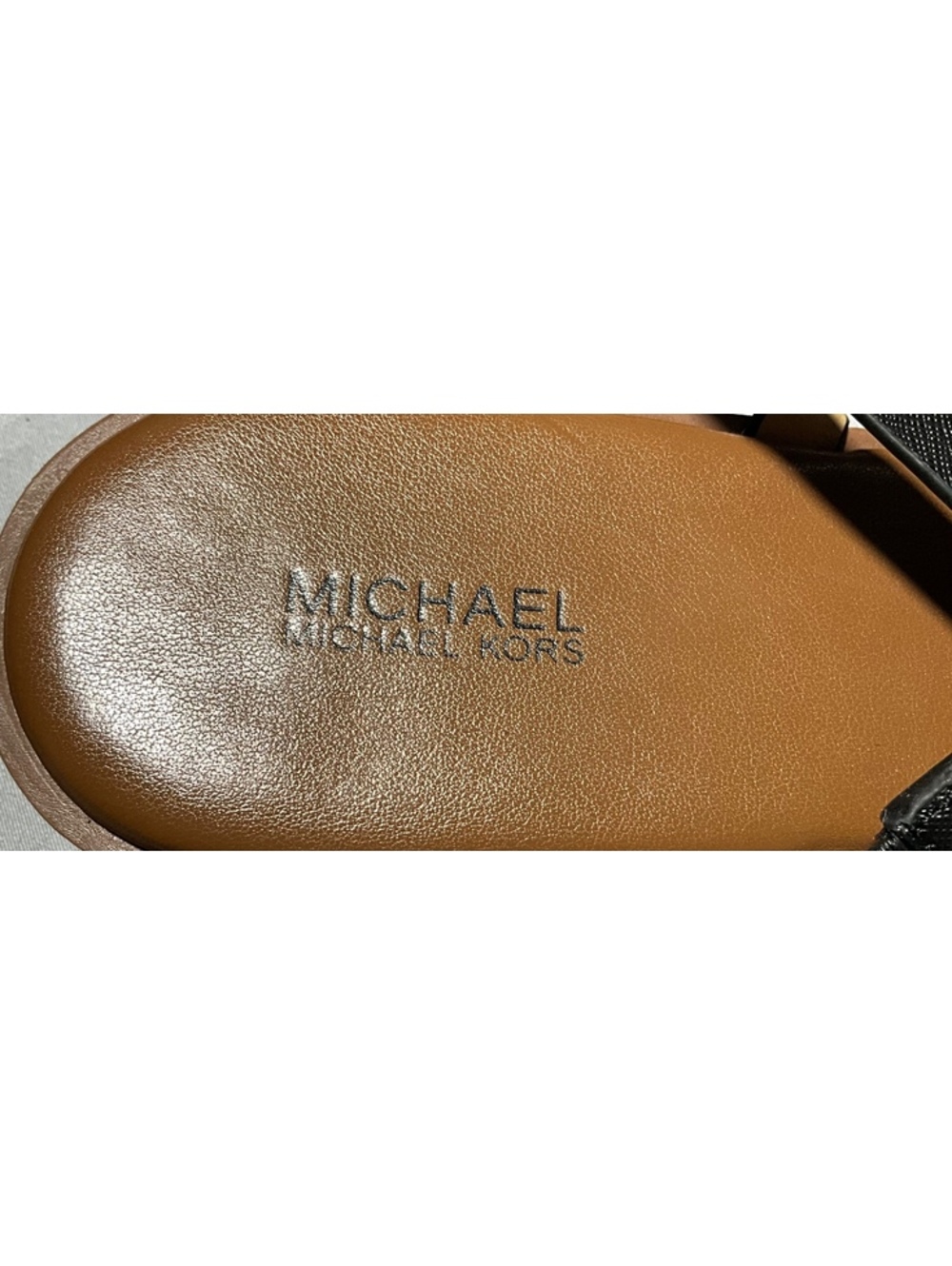 Michael Kors Black Leather and Fabric Logo Sandals Size 9.5 M - Picture 2 of 4